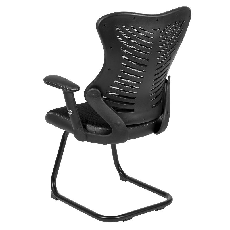 40.5" Designer Mesh Sled Base Side Reception Chair Black - Riverstone Furniture