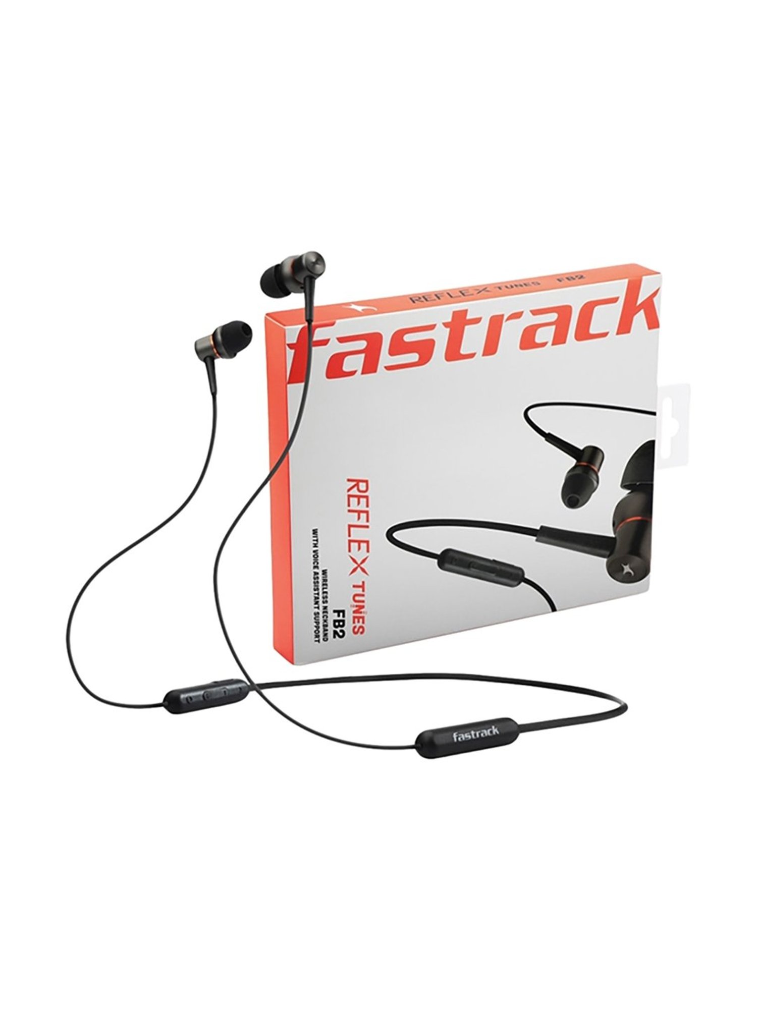 Fastrack Reflex Tunes FB2 FB2BKB01 Wireless Bluetooth Neckband with Mic (Black and Orange)