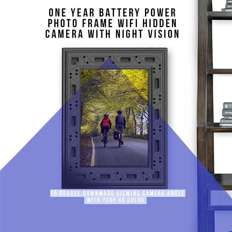 Yieye WiFi Photo Frame Hidden Spy Camera w. 1080P Full HD 64Gb Card Included 365 Days Standby Battery Life Night Vision & Instant Alerts for Home/Office Security Surveillance (2020 Version)