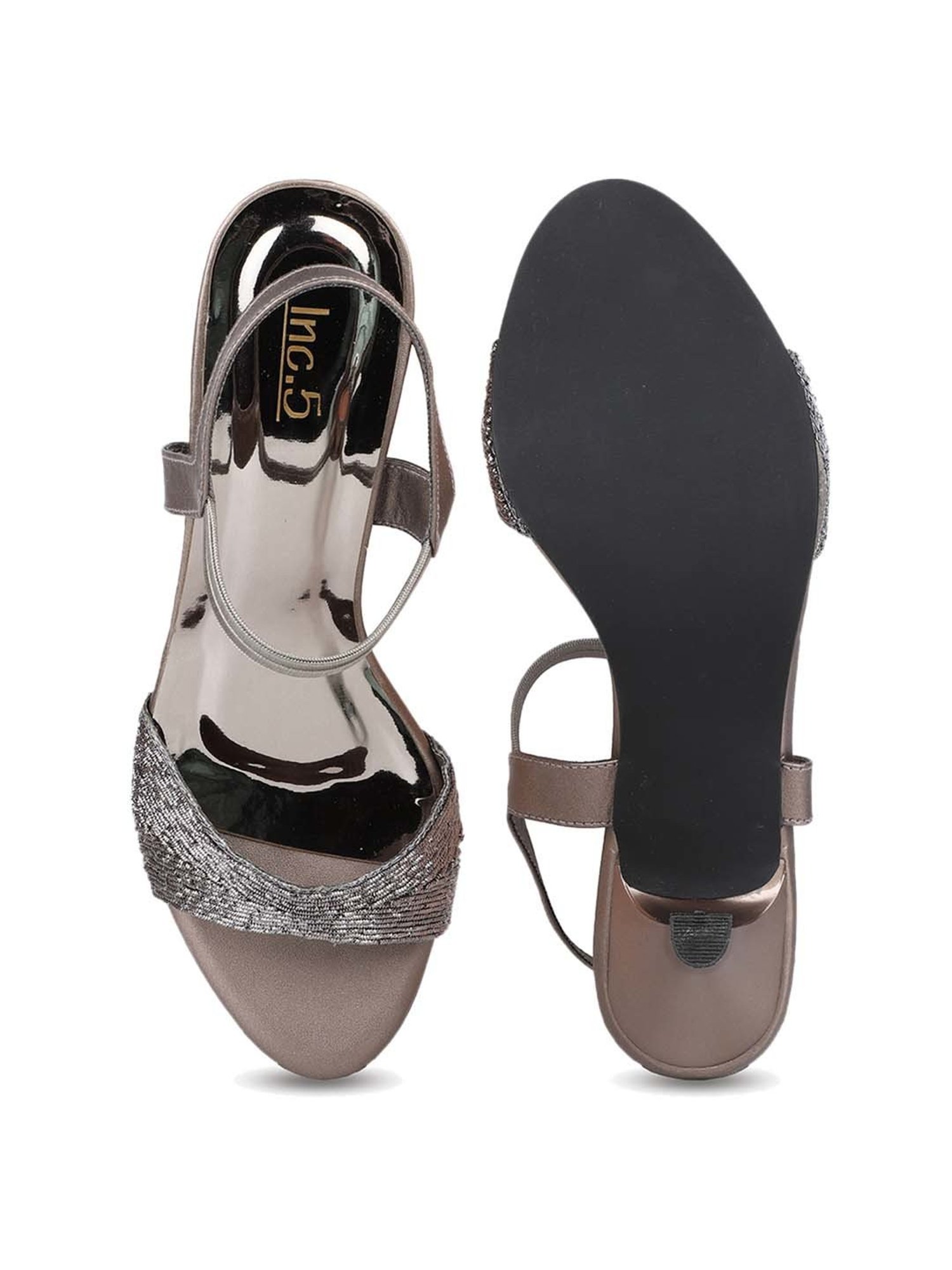 Inc 5 Women's Gun Metal Ankle Strap Sandals