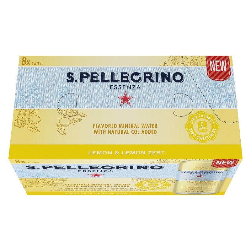 S.Pellegrino Essenza Lemon & Lemon Zest Flavored Mineral Water - 8pk/11.15 fl oz Cans