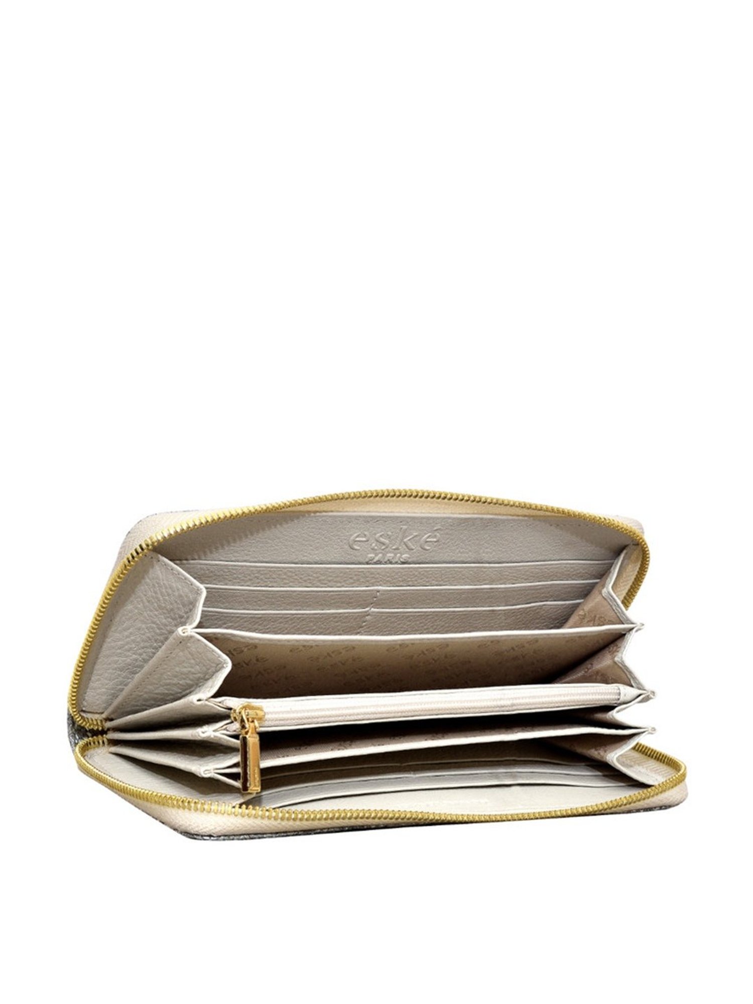 Eske Silver Printed Zip Around Wallet for Women