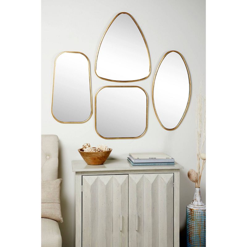 Set of 4 Large Geometric Metallic Wall Mirrors Gold - CosmoLiving by Cosmopolitan
