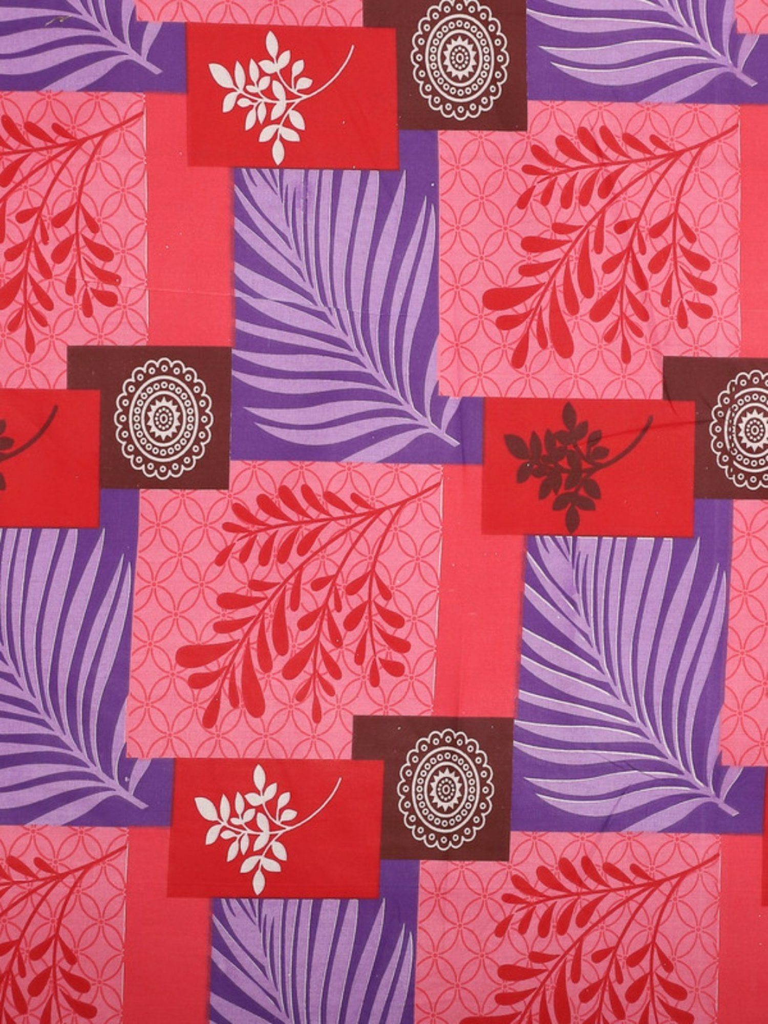 Dhrohar Printed Peach & Blue Cotton 180 TC Double Bedsheet with 2 Pillow covers