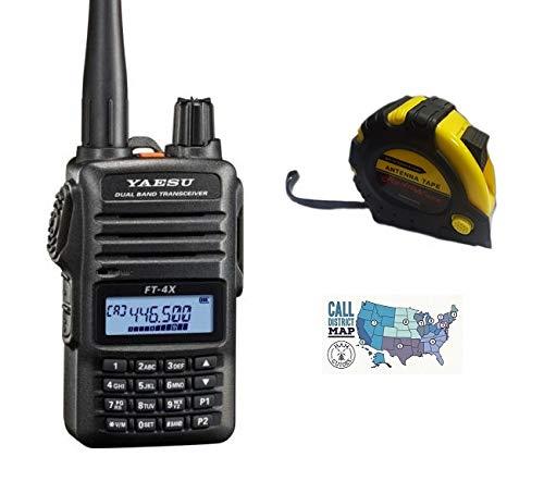 Bundle - 3 Items - Includes Yaesu FT-4XR VHF UHF Dual Band 5W FM HandHeld Transceiver with the New Radiowavz Antenna Tape (2m - 30m) and HAM Guides Quick Reference Card