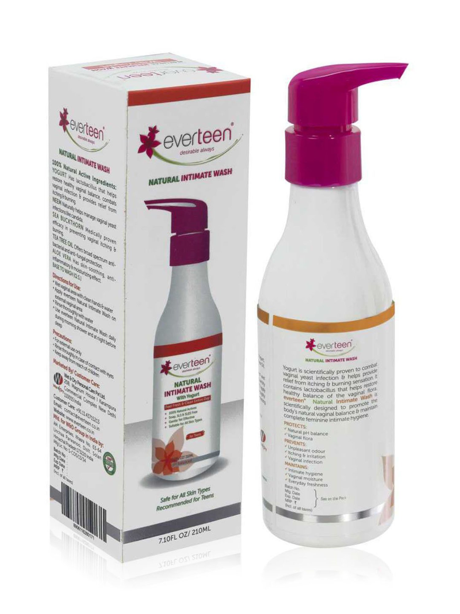 everteen Yogurt Natural Intimate Wash for Feminine Intimate Hygiene in Teens - 1 Pack - 210 ml