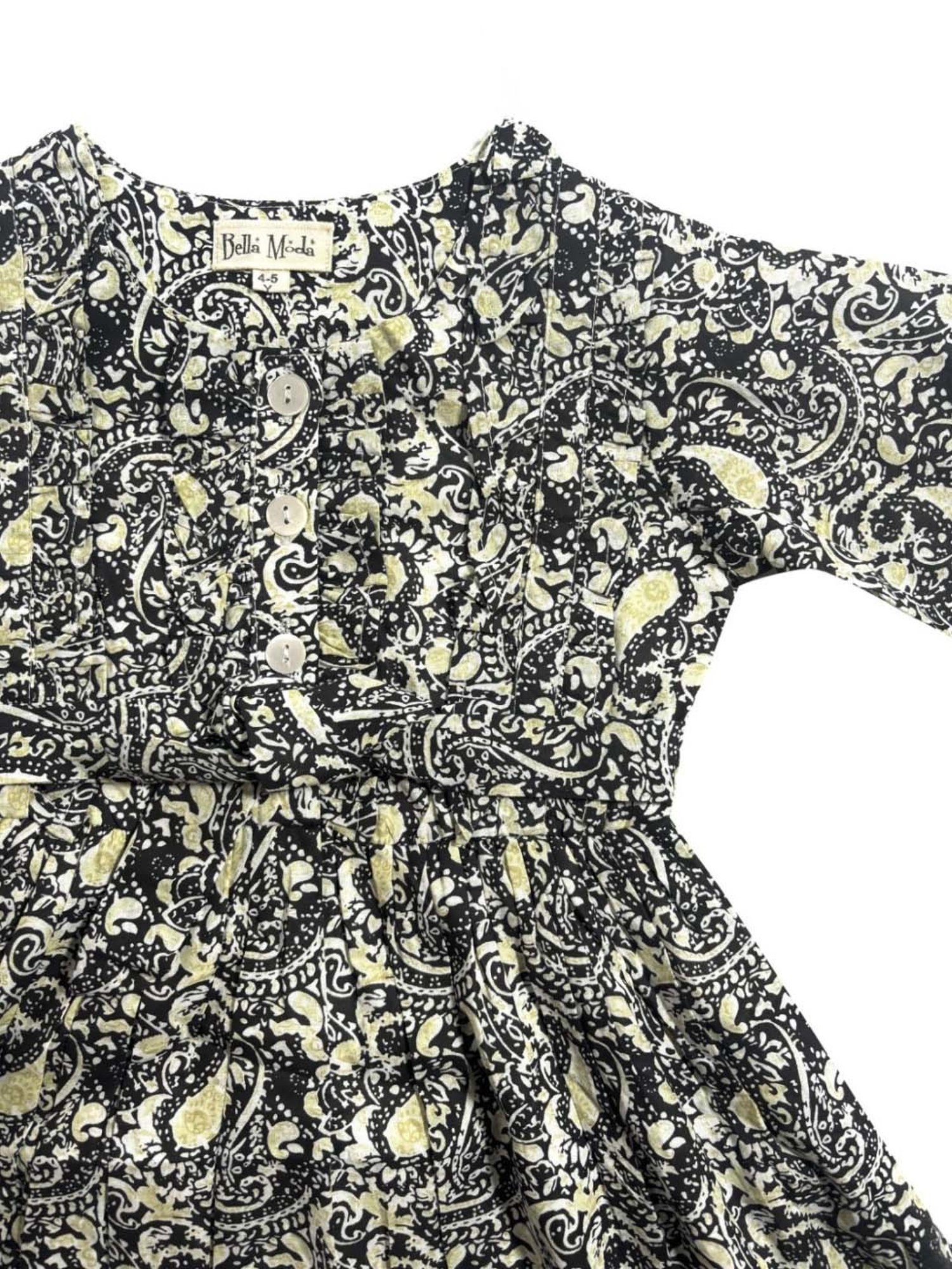 Bella Moda Kids Black Cotton Printed Full Sleeves Dress