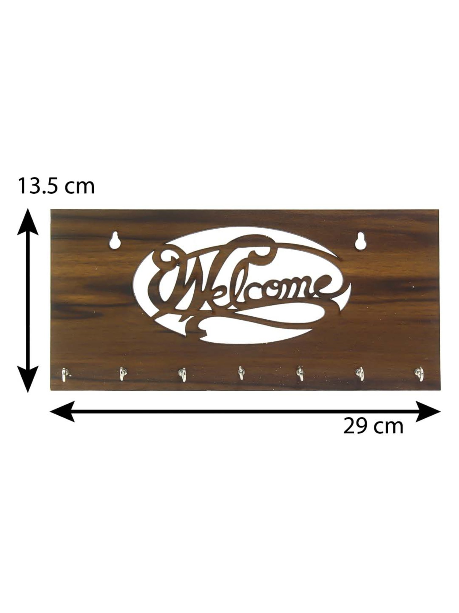 eCraftIndia Welcome Theme Wooden Key Holder with 7 Hooks