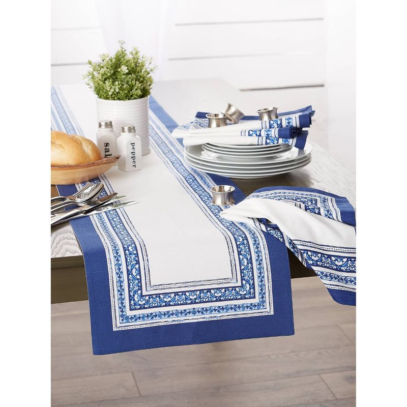 72" x 14" Cotton Porto Stripe  Kitchen Table Runner - Design Imports