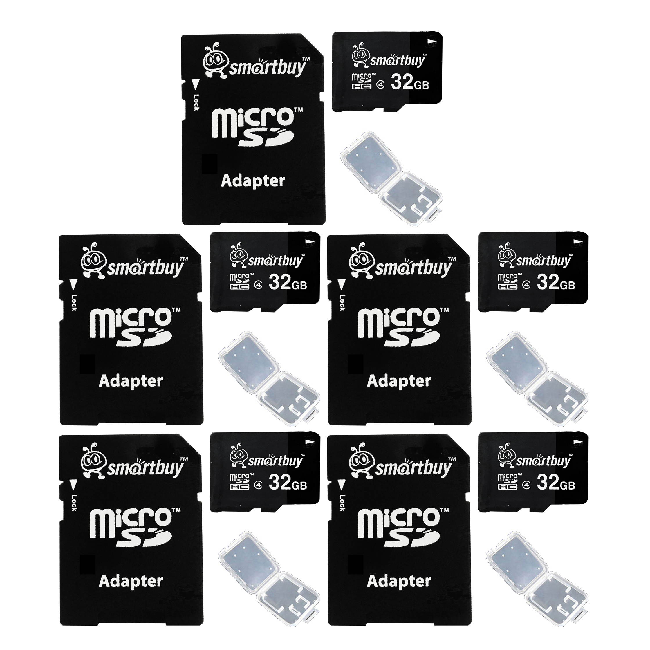 Smartbuy Micro SDHC Class 4 TF Flash Memory Card SD HC C4 For Camera Mobile Phone Tab GPS MP3 TV + Adapter + Mini Case (4GB - 10 Packs)