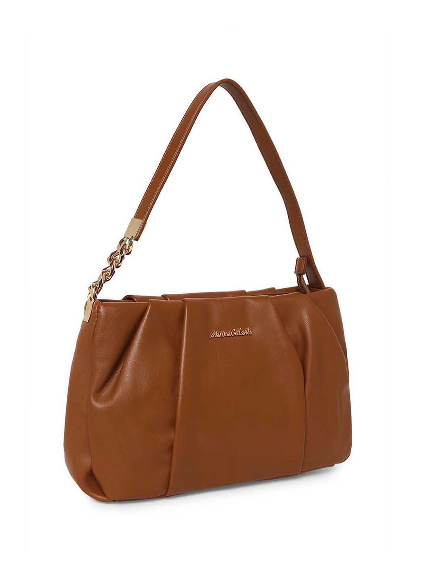 Marina Galanti Brown Textured Medium Baguette Bag