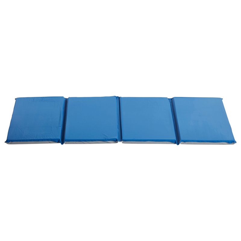 ECR4Kids Value 4-Fold Rest Mat, 1in Thick, Rest Time Sleeping Mat for Toddlers, 5-Pack - Blue/Grey
