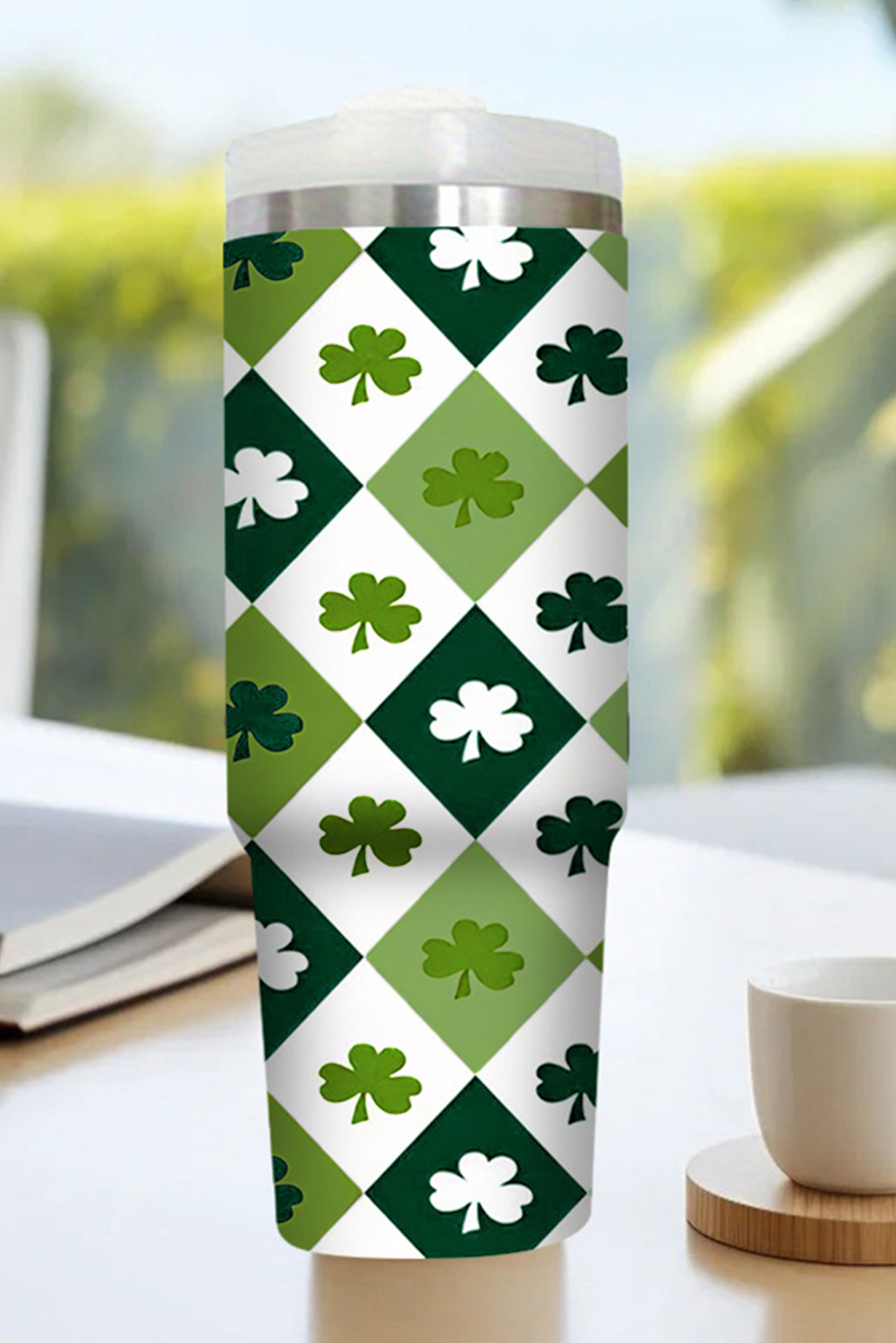 Rose Red Valentines Heart Printed Thermos Cup with Handle