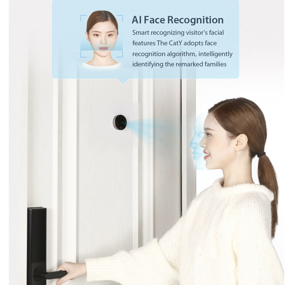 Xiaomi Mijia Loock Smart Peephole Door Viewer CatY Video Doorbell Youth Edition 720P Camera Face Detector Night Vision Anti-Thief Rechargeable IPS Display Wide Angle Monitor for Home Security