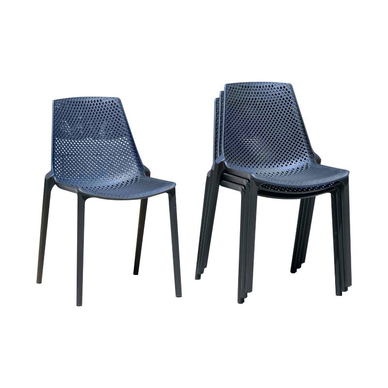 Elvis 4pk  Plastic/Resin Patio Chair Set - Gray - Amazonia