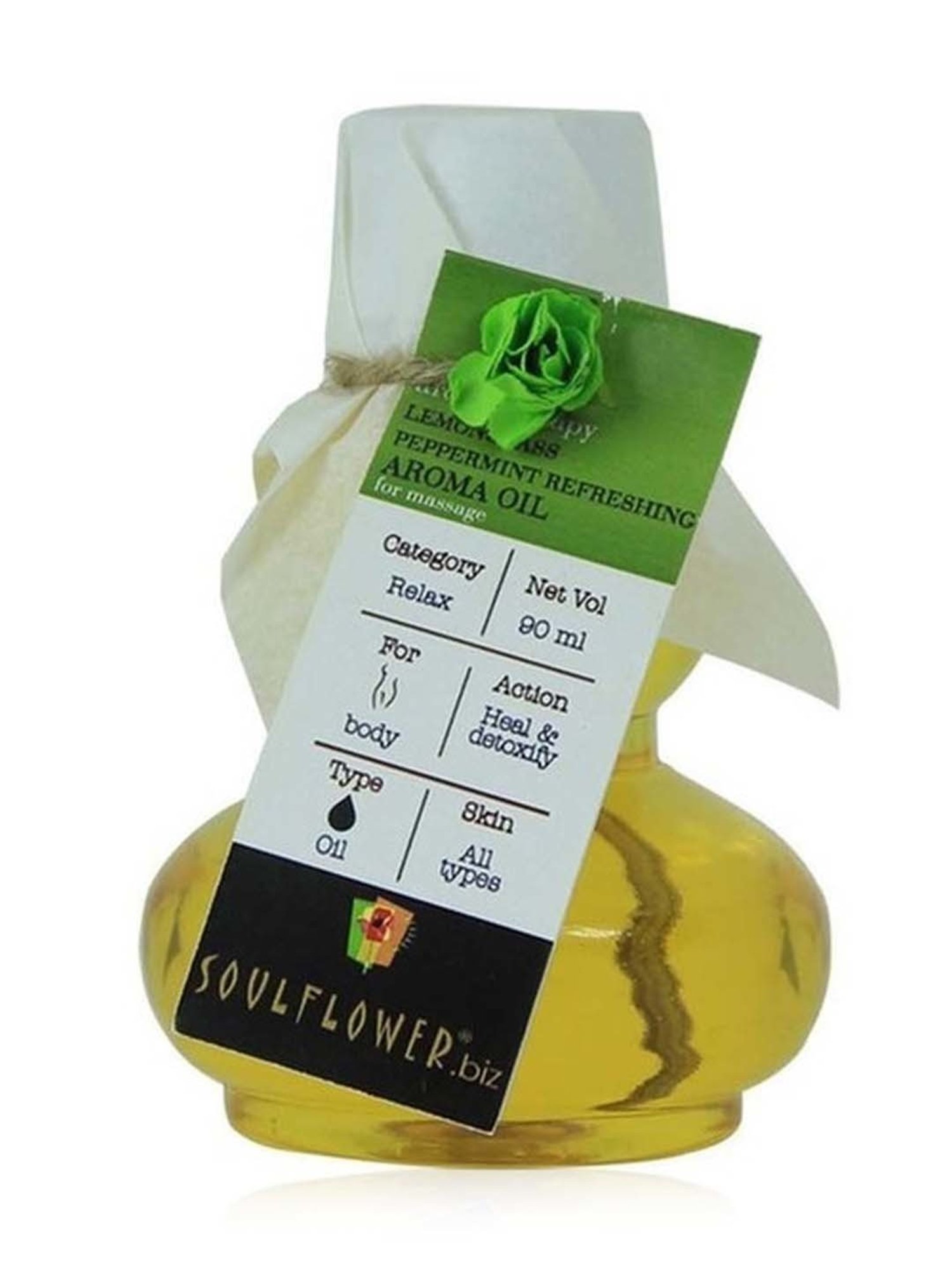 Soulflower Lemongrass Peppermint Refreshing Aroma Massage Oil - 90 ml