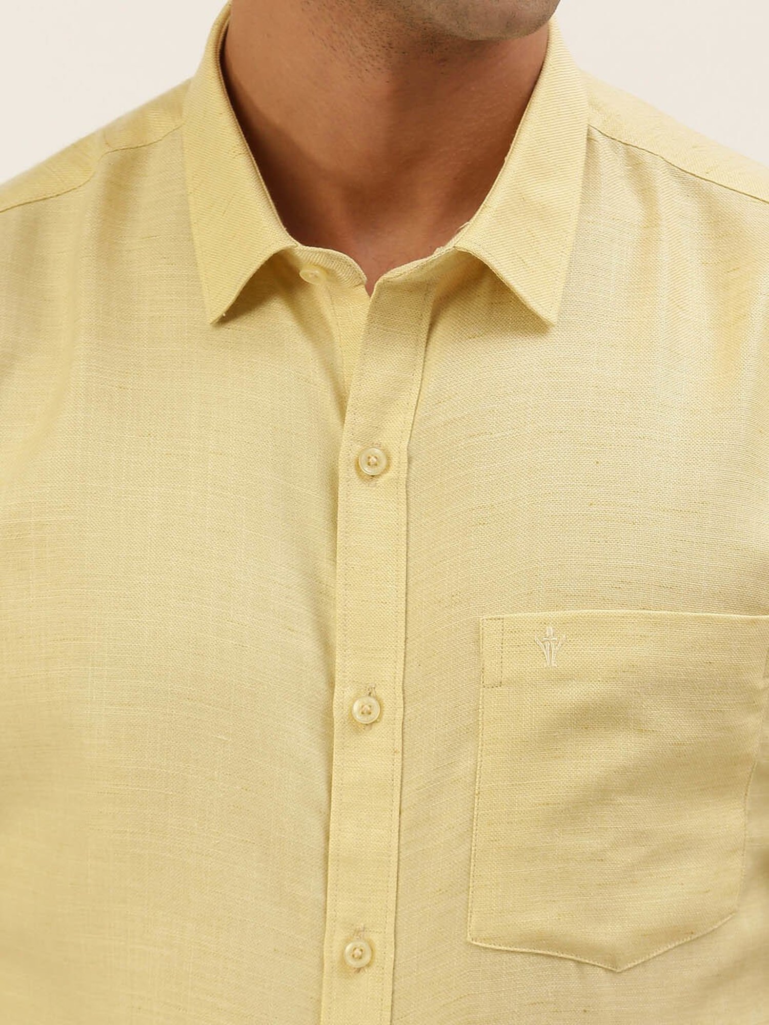 Ramraj Cream Regular Fit Shirt
