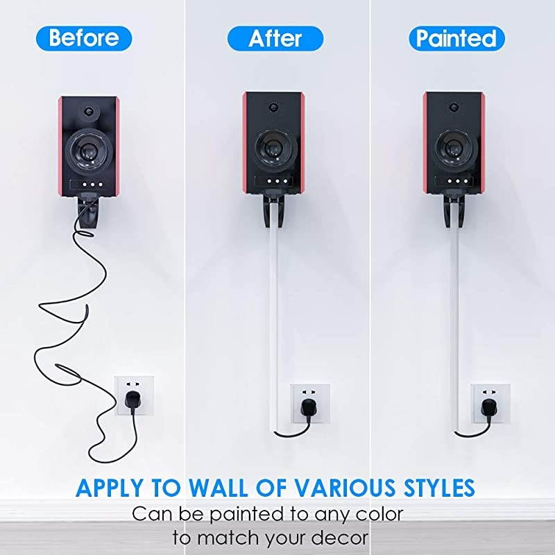 New Cord Hider 142in Mini Wire Cable Cover PVC Cable Concealer Channel Paintable Cord Cover to Hide Speaker Wire Ethernet Cable 9X L157in W05in H035in CC05 White