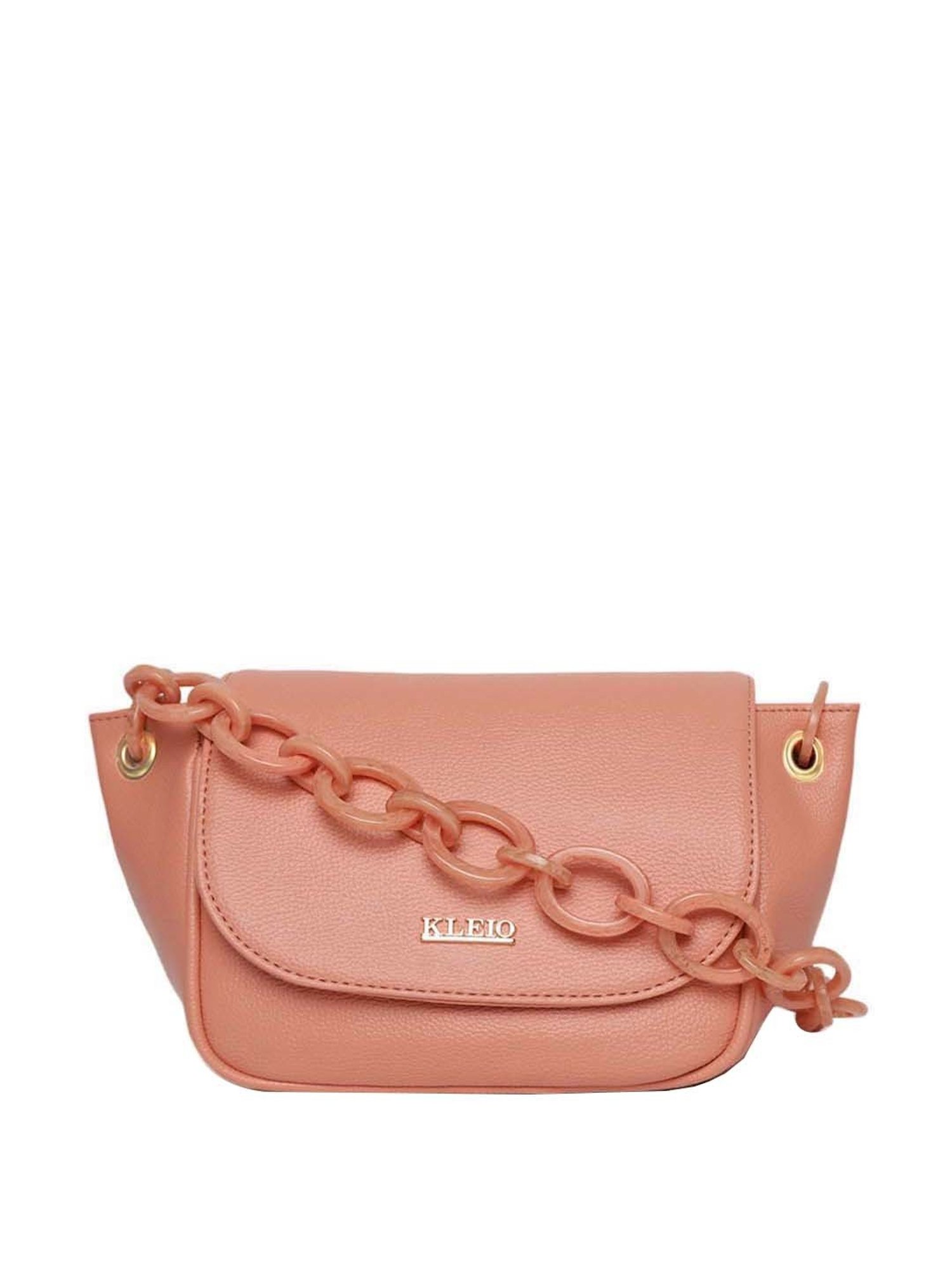 KLEIO Pink Solid Medium Shoulder Handbag