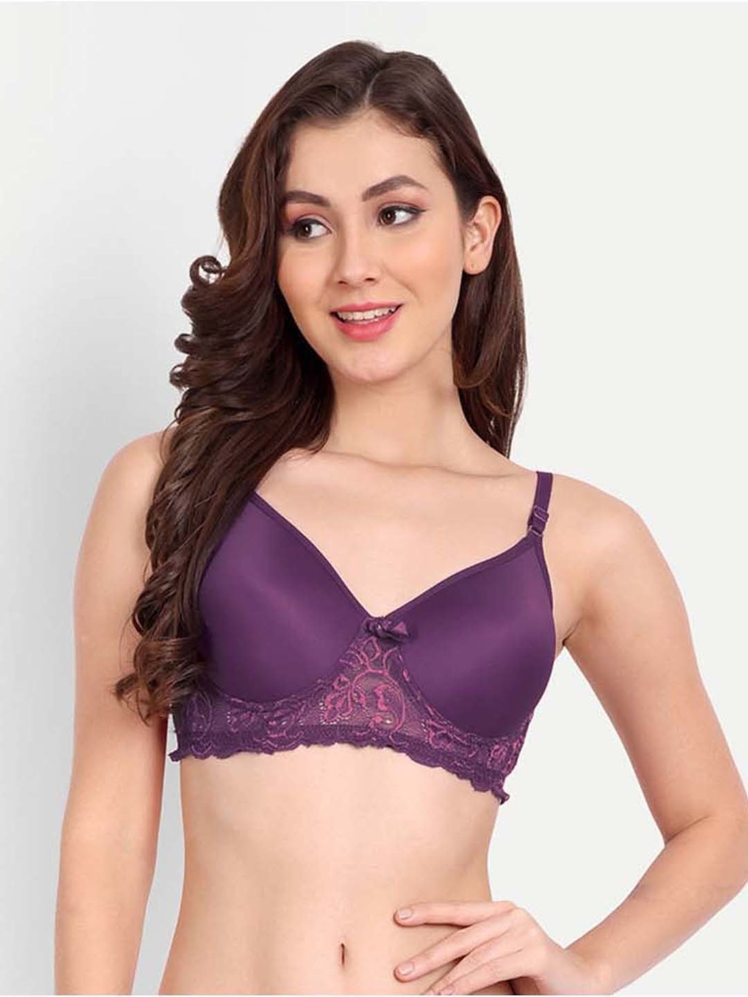FIMS: Fashion is my Style Purple & Maroon Lace Work Everyday Bras - Pack Of 2