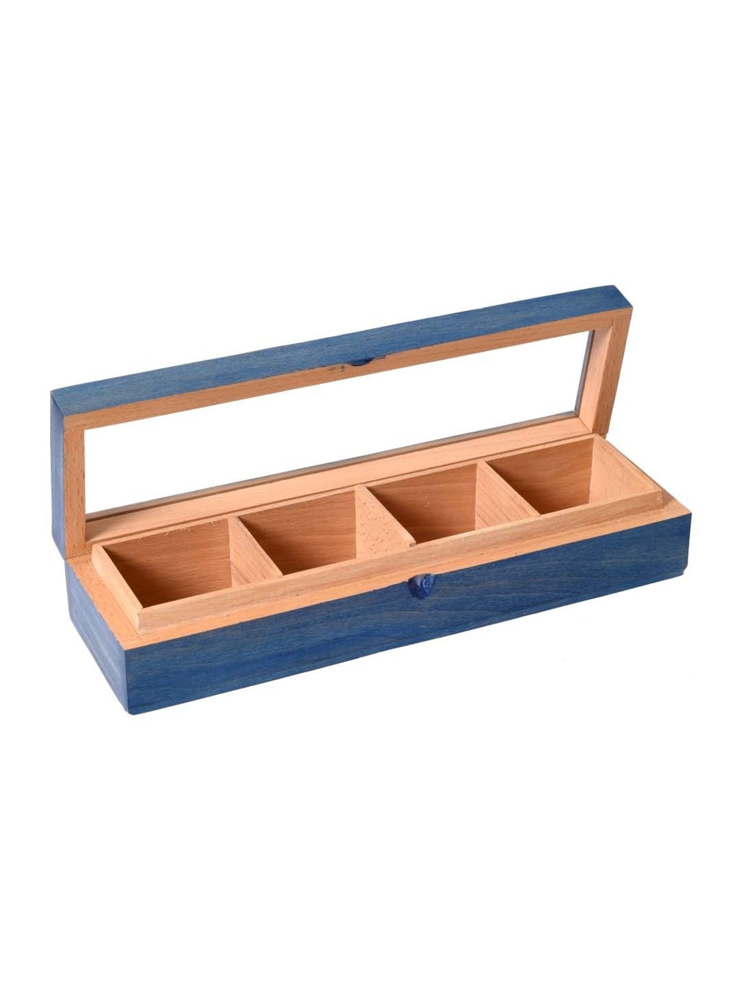 Unravel India Blue & Brown Wood Utility Storage Box - Set of 1