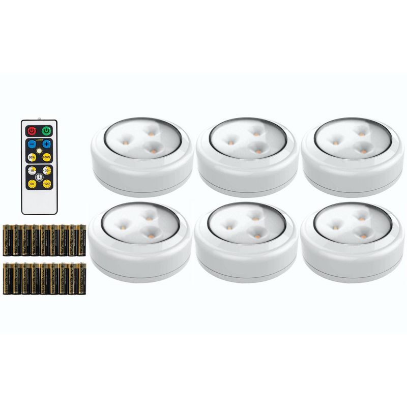 Brilliant Evolution 6pk Wireless LED Under Cabinet Puck Light With Remote
