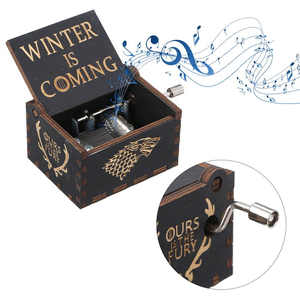 Wood Music Box Mini Vintage Engraved Hand-Operated Musical Box Birthday Christmas Valentine's Day Exquisite Gift
