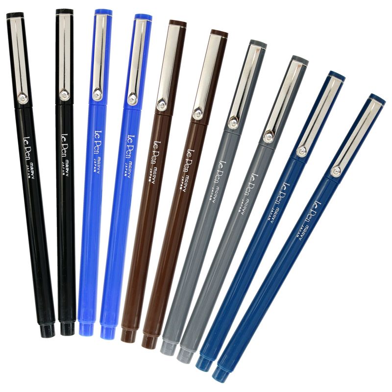 Marvy LE Pen Micro Fine Tip Pens, Assorted Earth Tones, set of 10