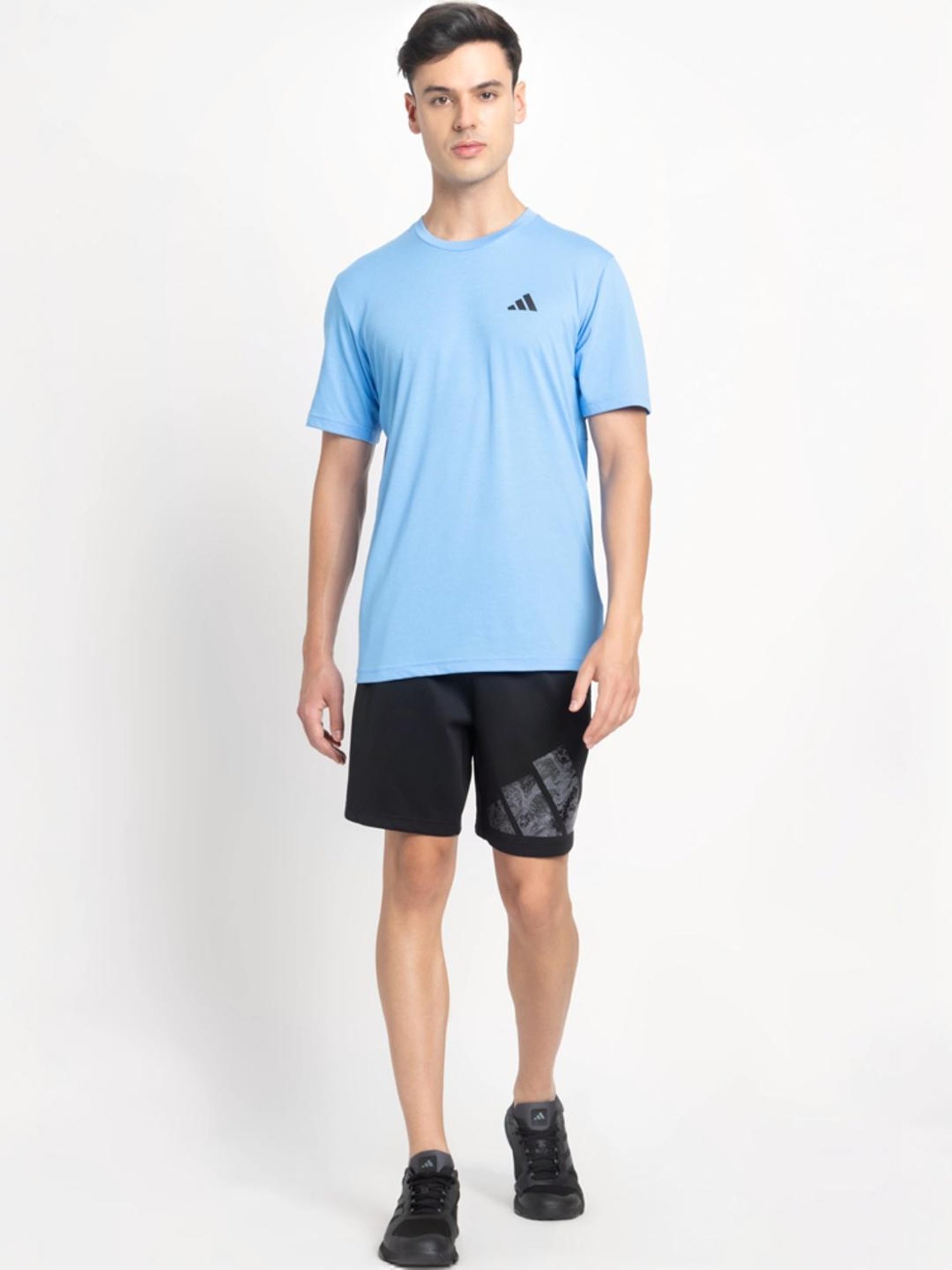 Adidas Black Regular Fit Printed Sports Shorts