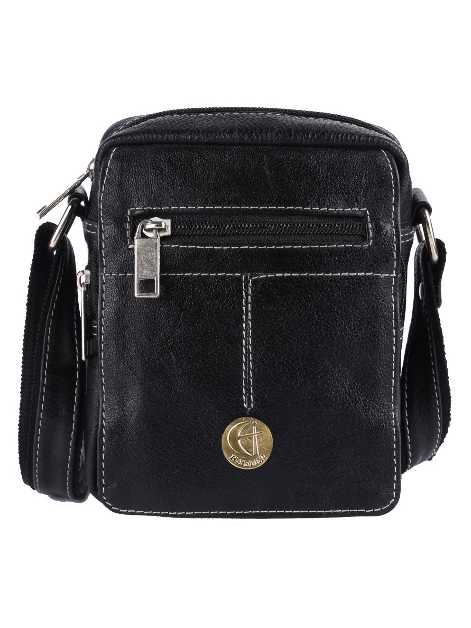 HiLEDER Pure Genuine Leather Messenger Shoulder Sling Cross Body Office Bag for Men and Women, Black