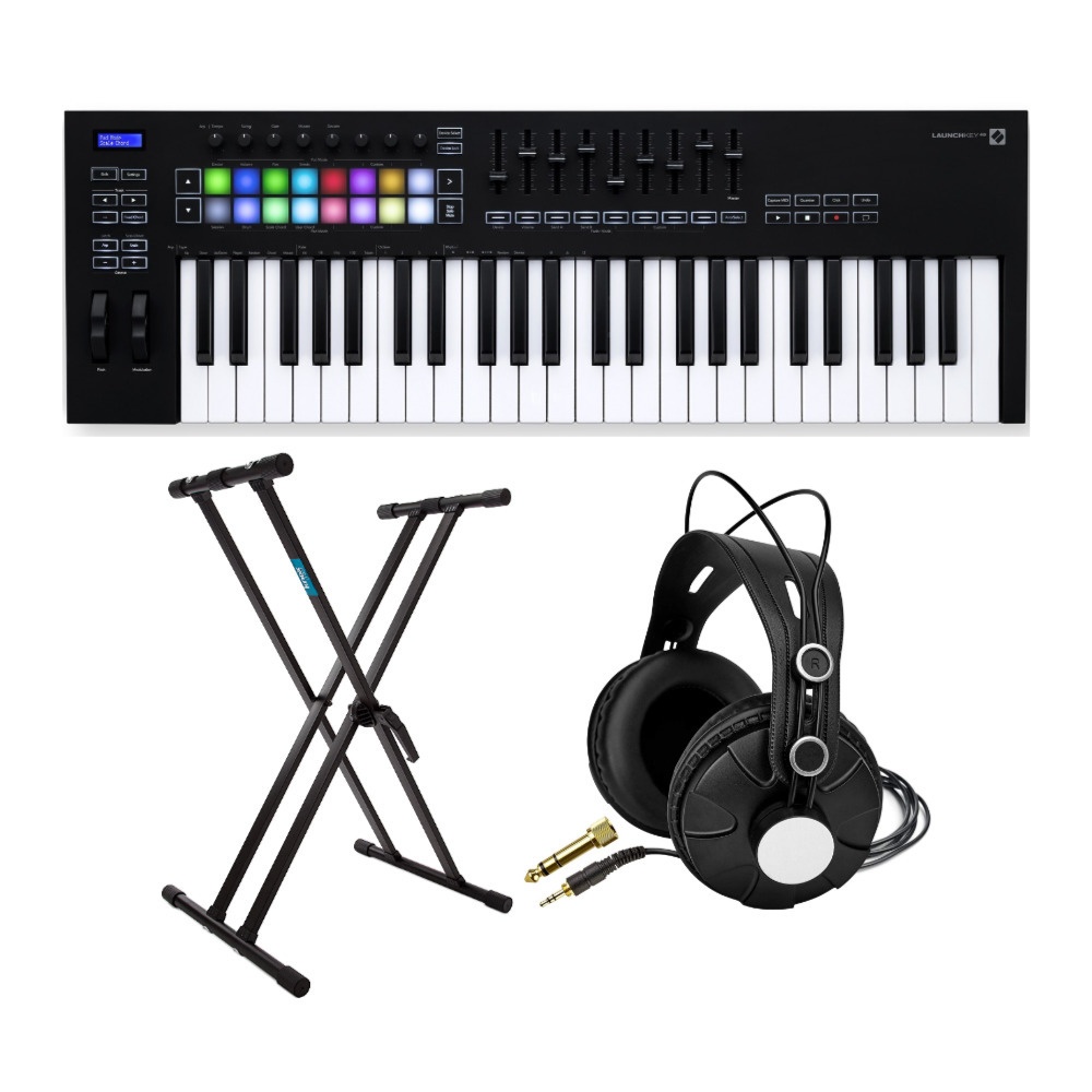 Novation Launchkey MK3 49-Key USB MIDI Controller Bundle with Headphones & Stand