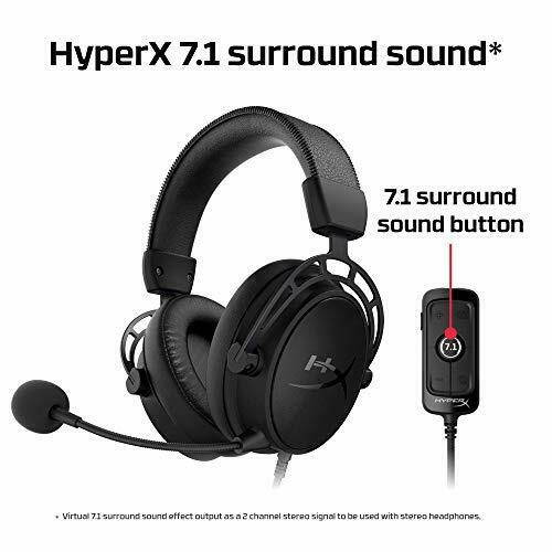 HyperX Cloud Alpha S - PC Gaming Headset, 7.1 Surround Sound, Adjustable Bass, Dual Chamber Drivers, Breathable Leatherette, Memory Foam, & Noise Cancelling Mic