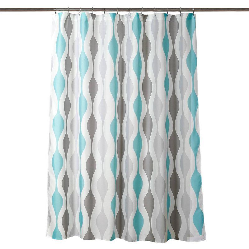 Mid Century Geo Shower Curtain Blue/Gray - Lush Décor