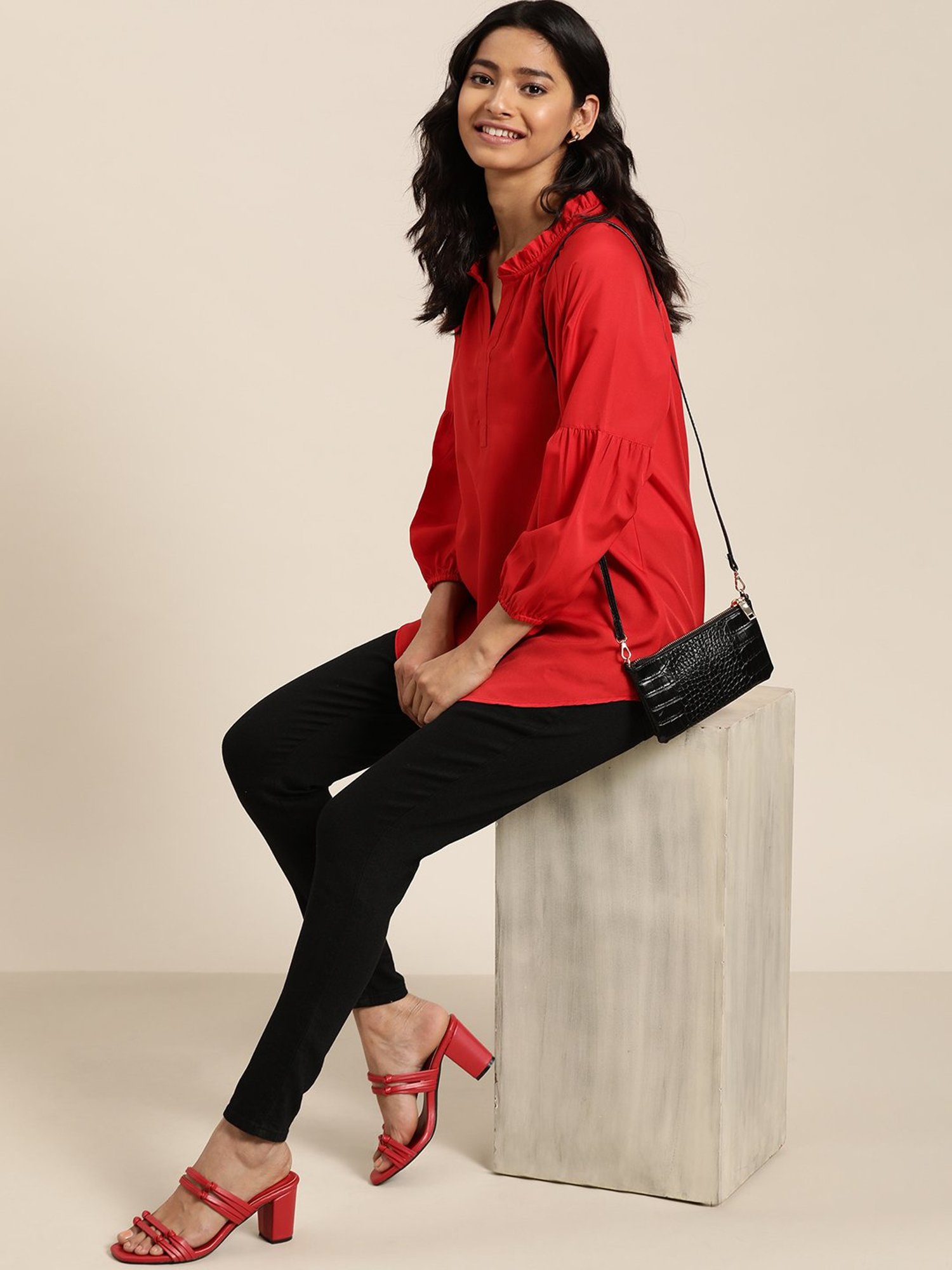 Qurvii Red A-Line Top