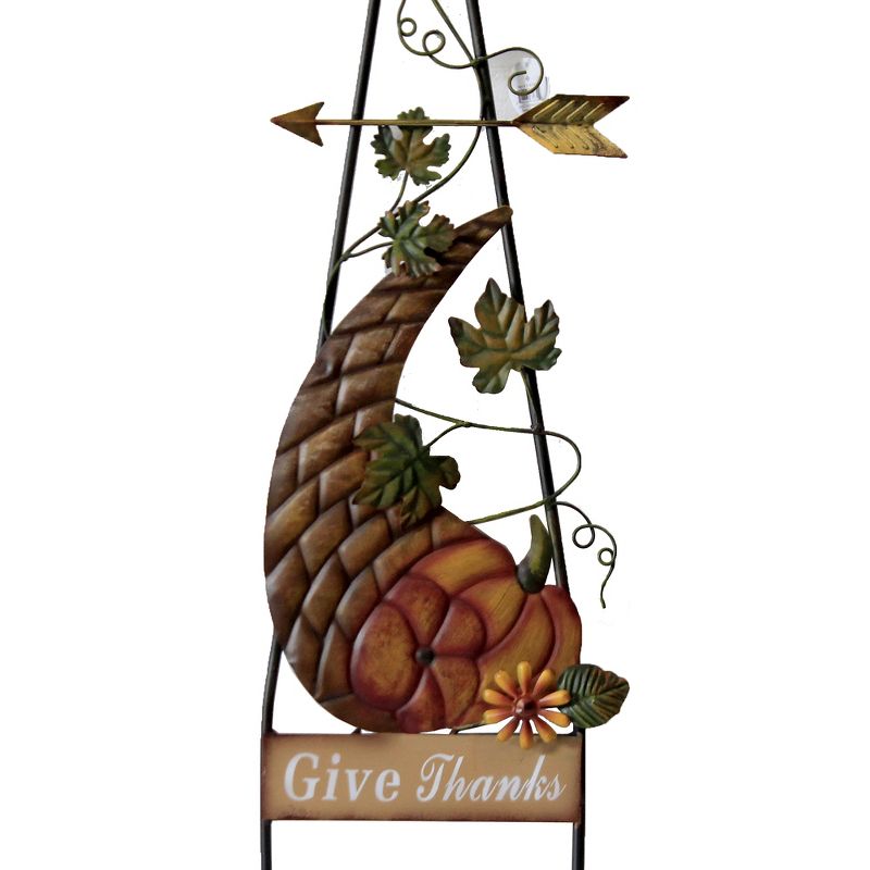 Thanksgiving 40.0" Windmill With Cornucopia Pumpkins Give Thanks  -  Decorative Garden Stakes
