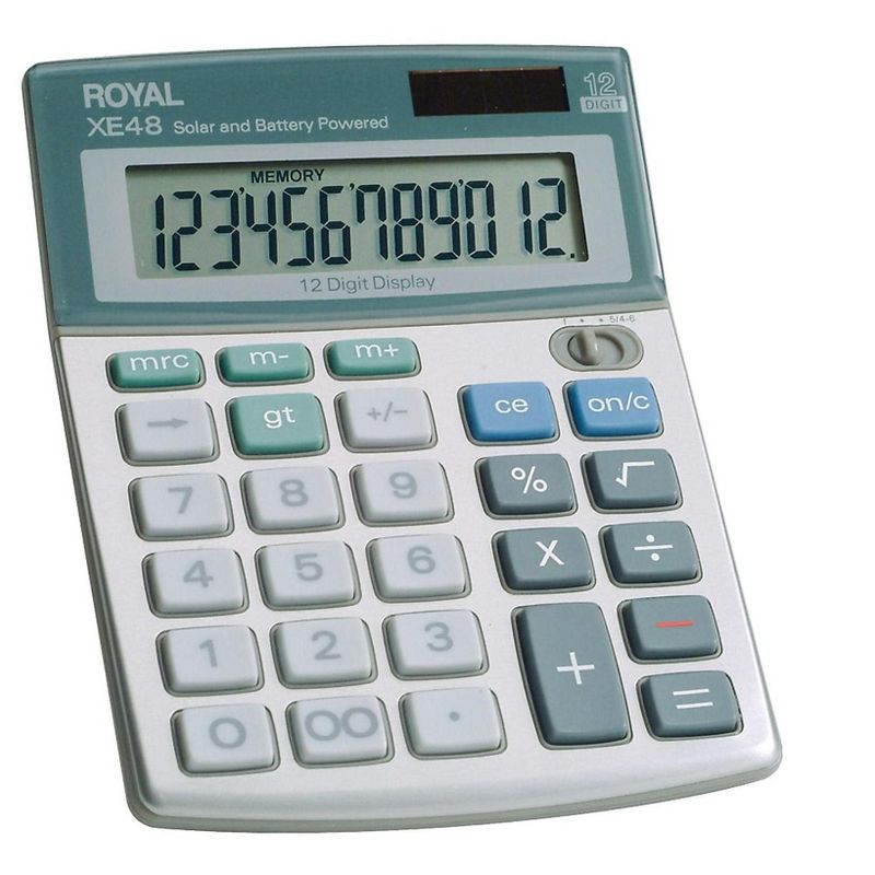 Royal XE48 12-Digit Compact Calculator White/Green ROY29306S