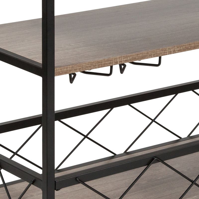 Flash Furniture Castleberry Rustic Wood Grain and Iron Kitchen Serving and Bar Cart