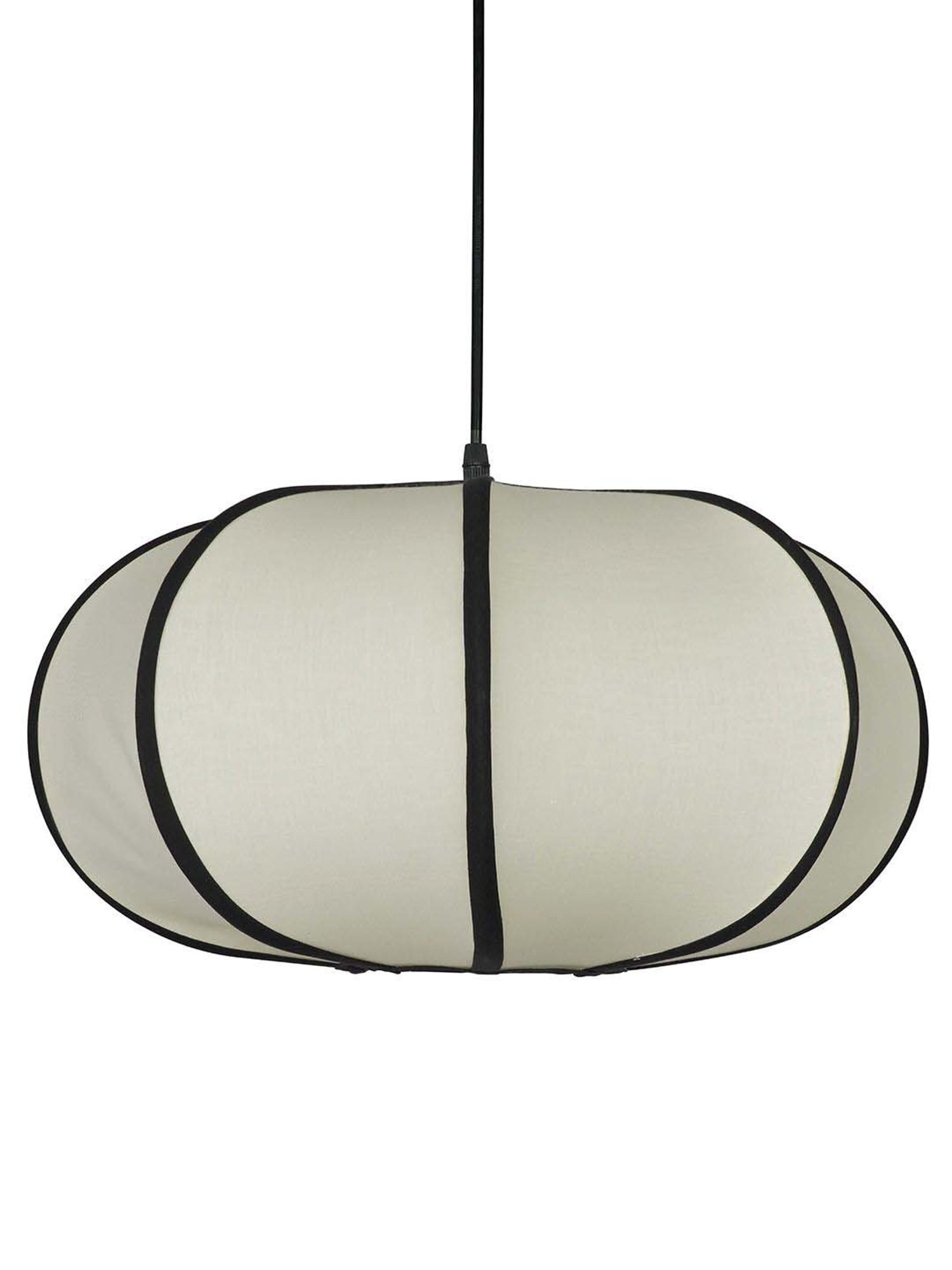 FOS LIGHTING White & Black Fabric Pumpkin-Shaped Hanging Light