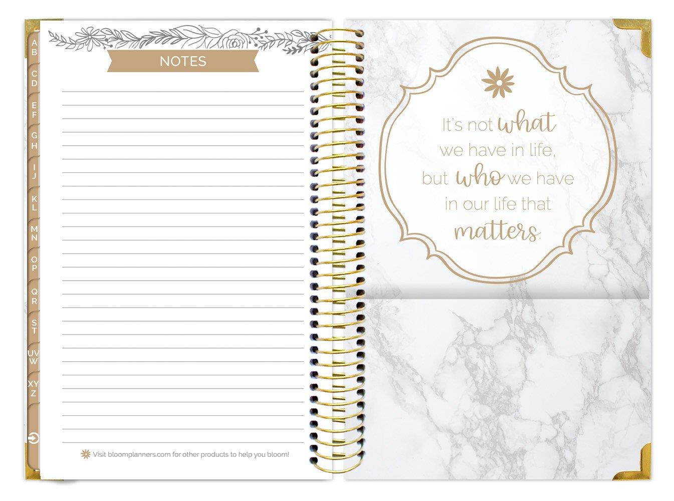 bloom daily planners New and Improved Hard Cover Contacts/Address Book - 6" x 8.25" - Marble
