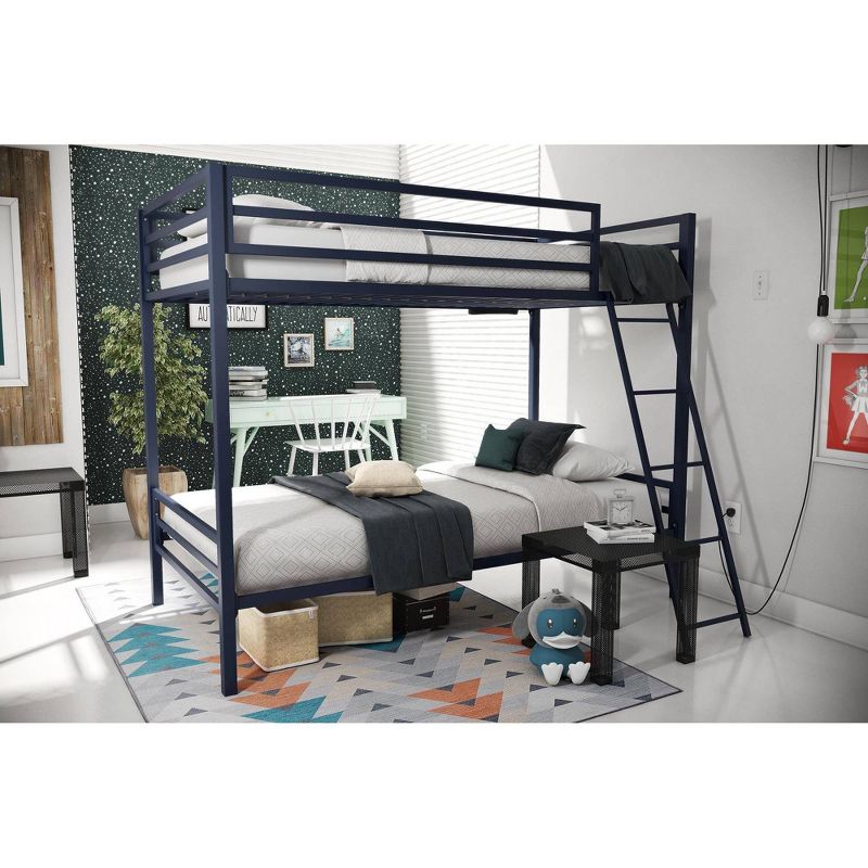 Twin over Twin Maxwell Metal Bunk Bed Navy Blue - Novogratz