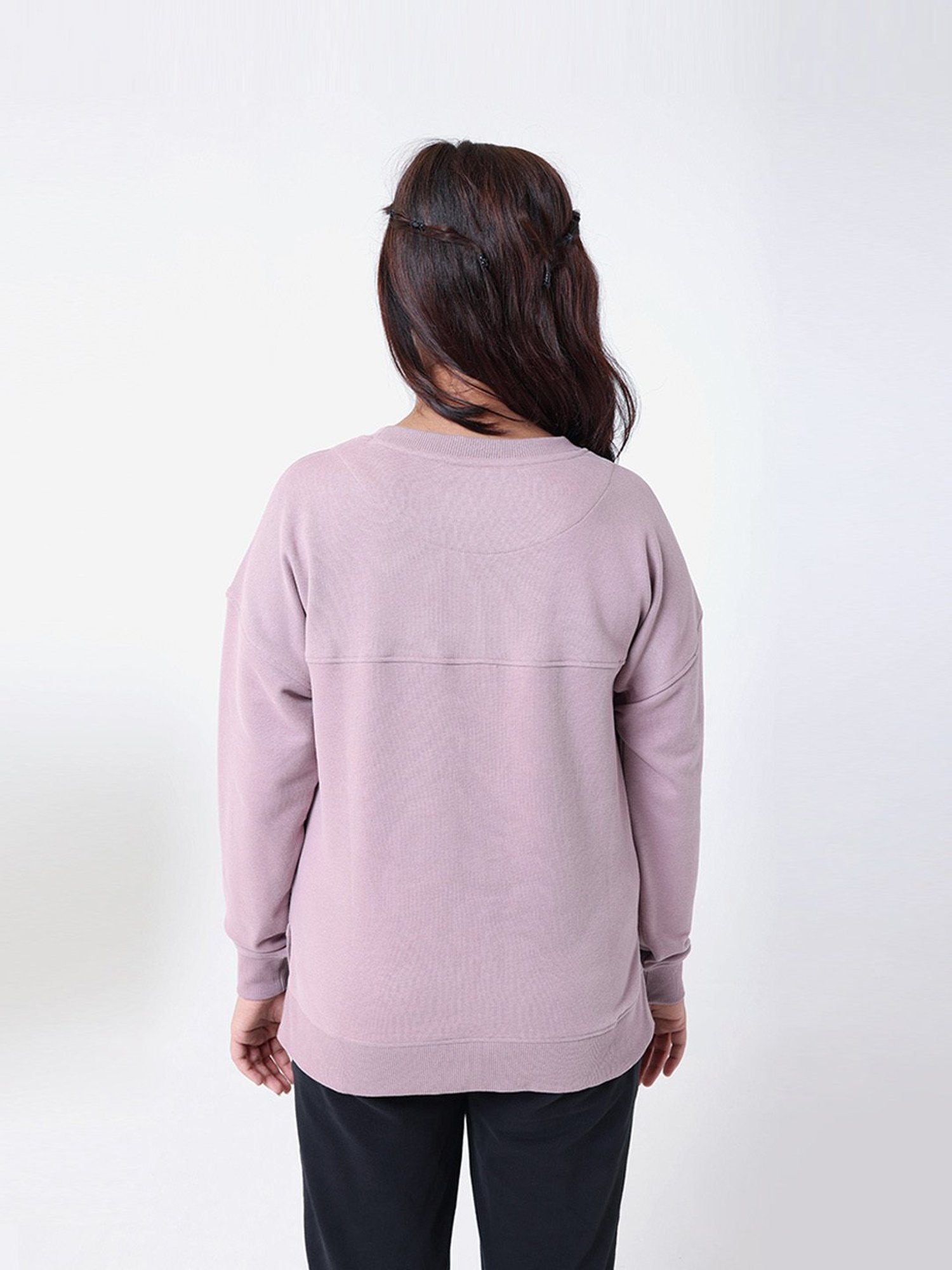 BlissClub Lilac Cotton Relaxed Fit Sweatshirt