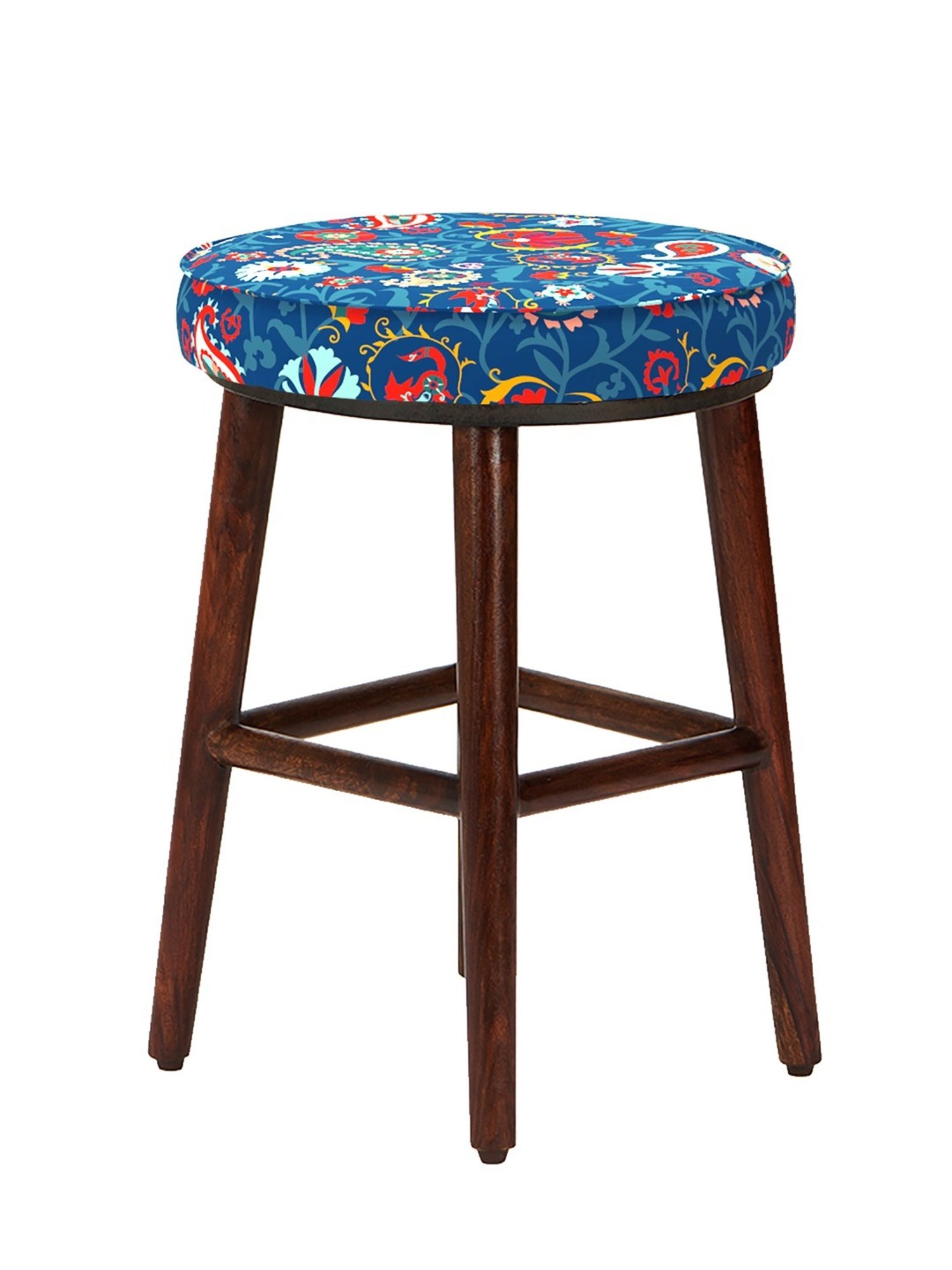 Chumbak French Sahara Solid Mustard Yellow Wood Ottoman