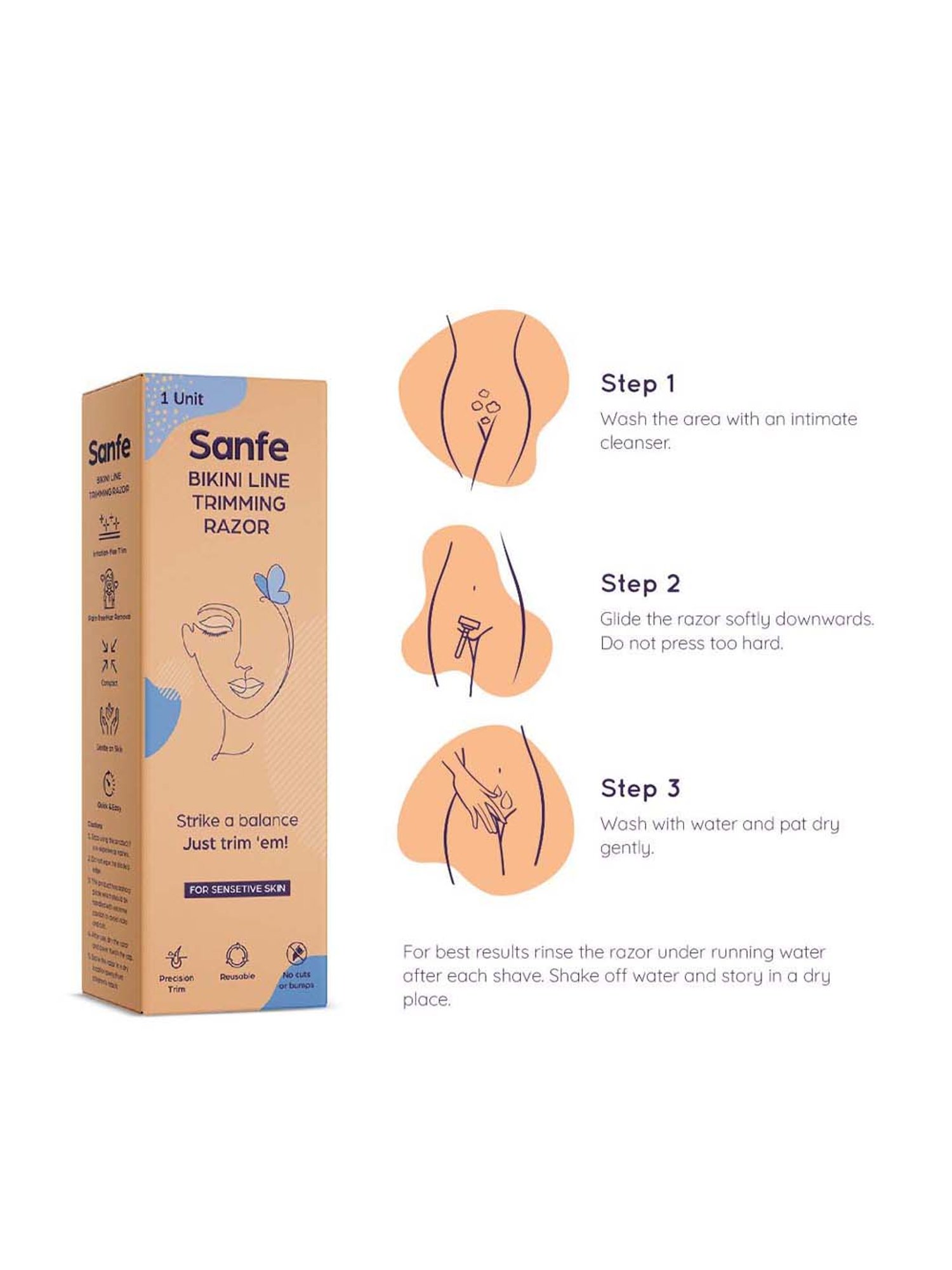 Sanfe Bikini Line Trimming Razor - Pack of 2 - 50 gm