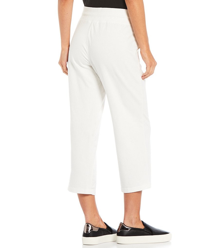 Calvin Klein French Terry Knit Embroidered Logo Drawstring Crop Pants
