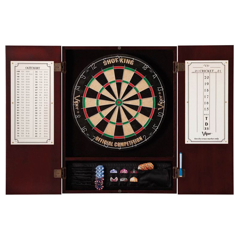 Viper Mahogany Finish Metropolitan Sisal Bristle Steel Tip Dartboard Cabinet