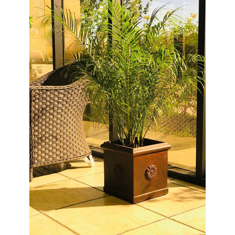 9.1" Kante Lightweight Classic Square Chrysanthemum Concrete Planter Copper Patina - Rosemead Home & Garden, Inc.