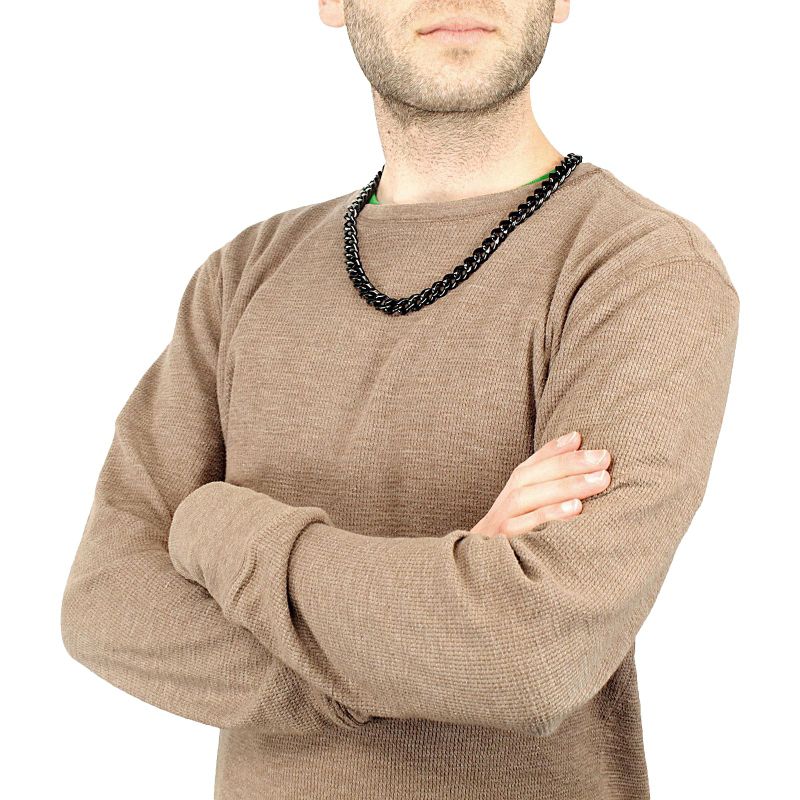 Men's Crucible Stainless Steel Large Curb-chain Necklace - Black (24")