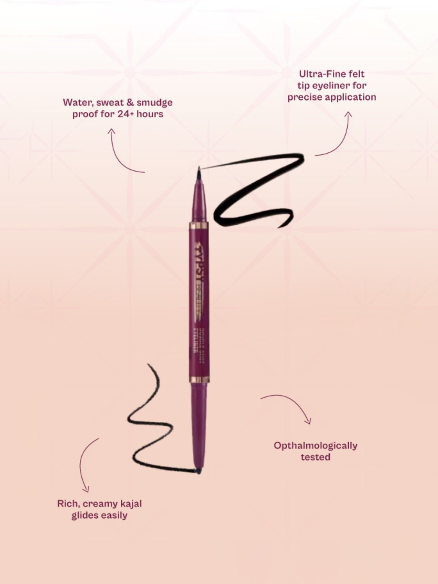 Typsy Beauty Double Shot Kajal Pen + Liquid Liner Jet Black 01 - 0.65 gm