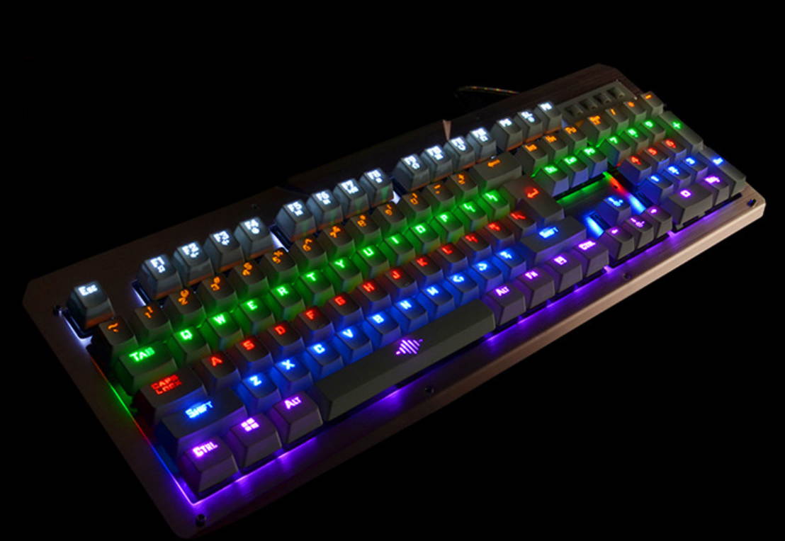 K26 Blacklit Mechanical Gaming Keyboard with Blue Switches - 104 Keys Wired USB Keyboard with 8 Color LED- Anti-ghosting Keys