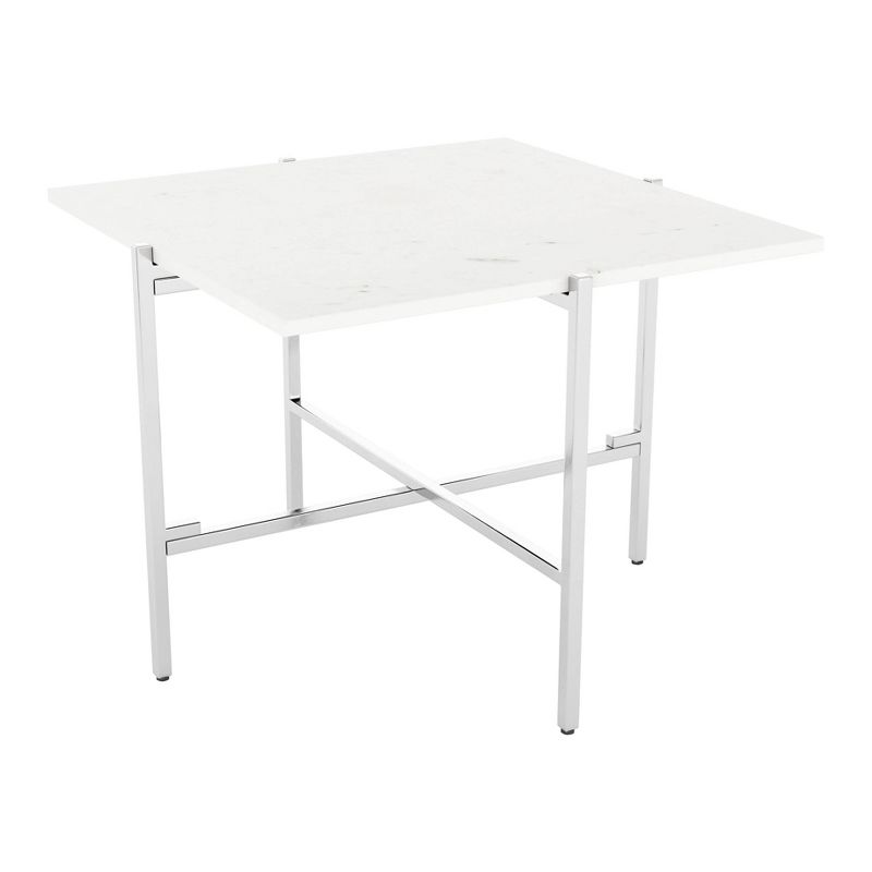 Tulare Side Table White/Silver - ZM Home